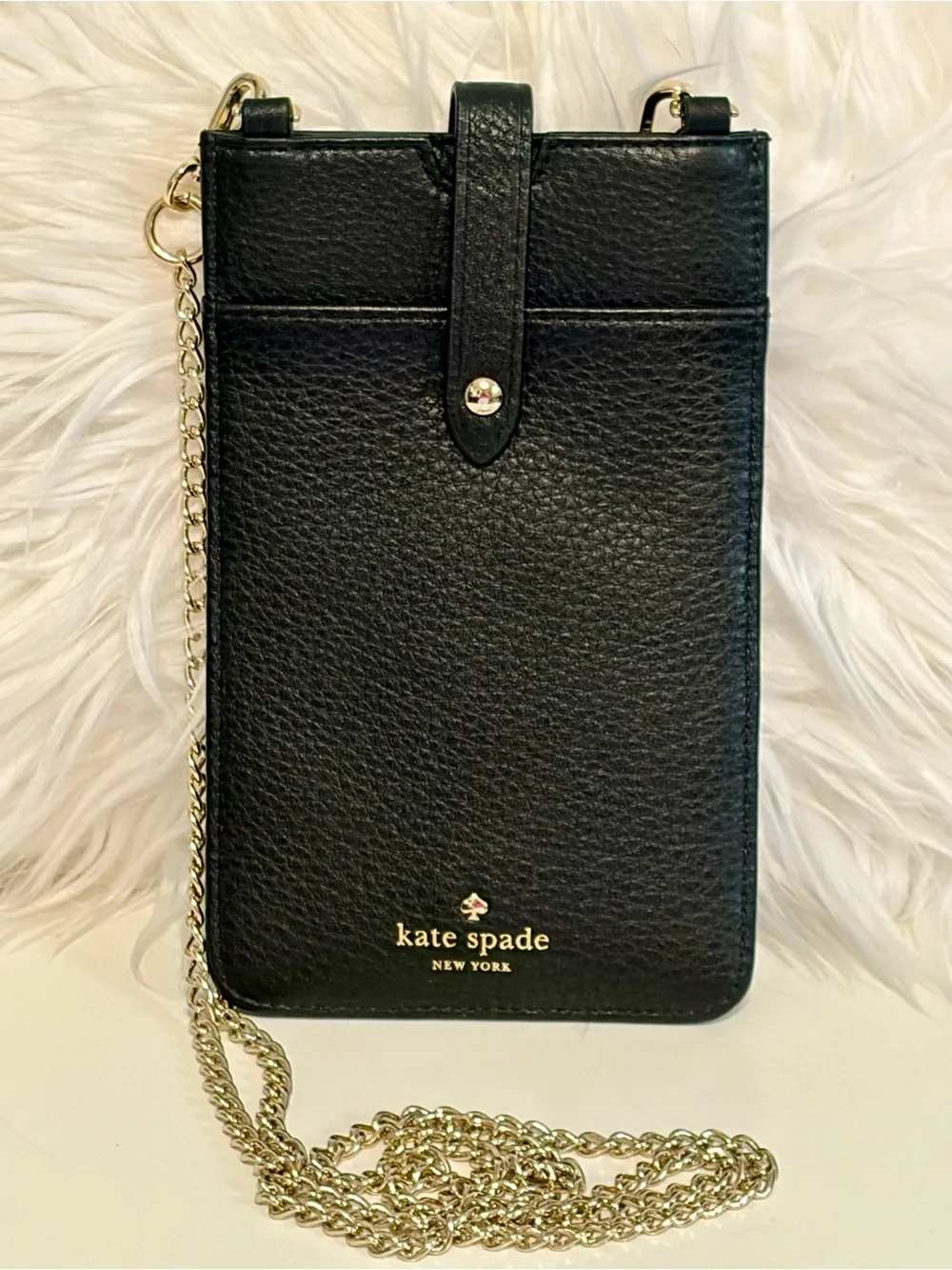 Kate Spade NY Pearl & Black Pebbled Iphone Sleeve Crossbody Bag